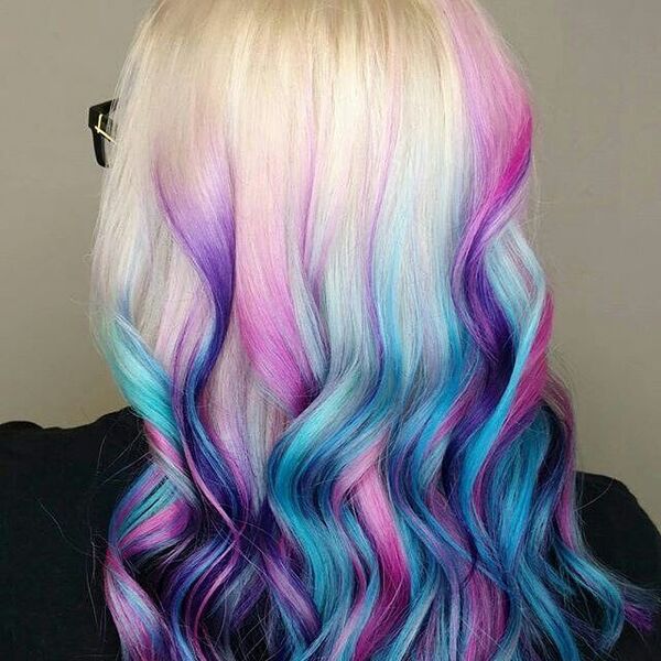 Multicolor Ombre Hairstyles- a woman wearing an eye glass