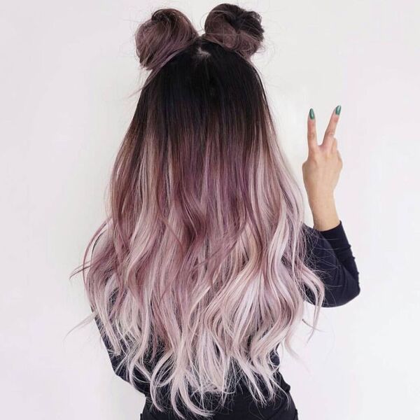 Pastel Highlights and Hair Color Ideas for Dark Hair- a woman wearing a black long sleeve