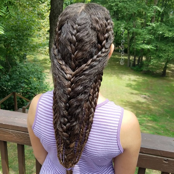 Elven Styled Hairstyles for Thick Hair- a woman wearing a violet tank top