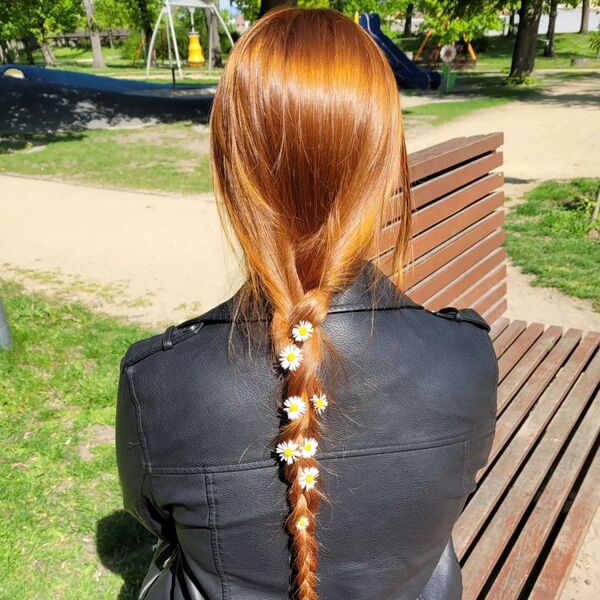 Long Baby Braid Fall Hair Colors- a woman wearing a black leather jacket