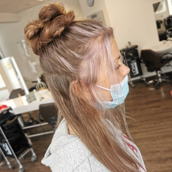 The Anime Half-Buns- a woman wearing a face mask