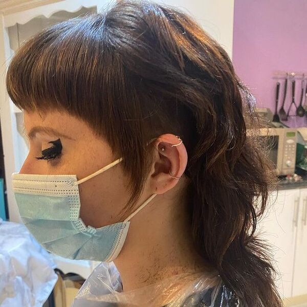 The Mullet Hairstyle- a woman wearing a face mask