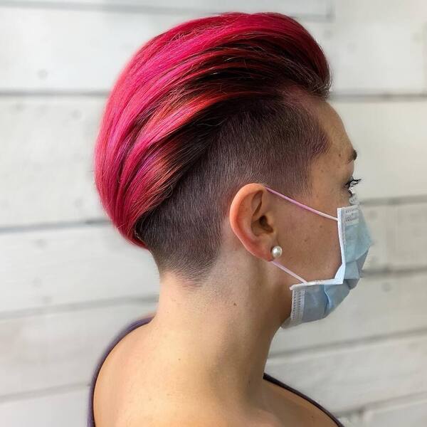 Undercut Hairstyles with Long Top for Thick Hair- a woman wearing a face mask